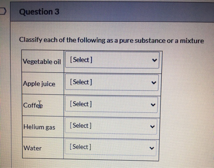 Solved Question 1 Classify Each Of The Following Pure | Chegg.com