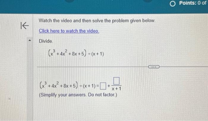 Solved Watch The Video And Then Solve The Problem Given | Chegg.com