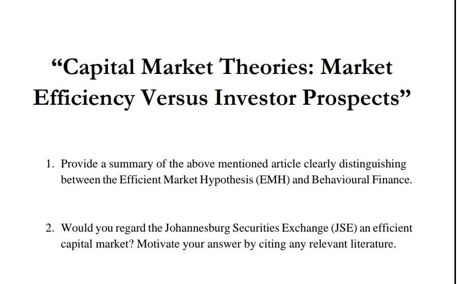 the capital market is the market for everfi