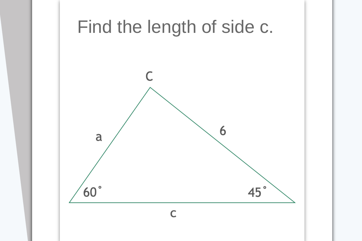 Solved Find the length of side c.L | Chegg.com