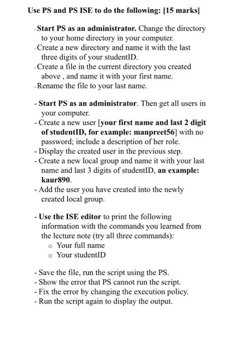 Solved Use PS and PS ISE to do the following: [15 marks] | Chegg.com
