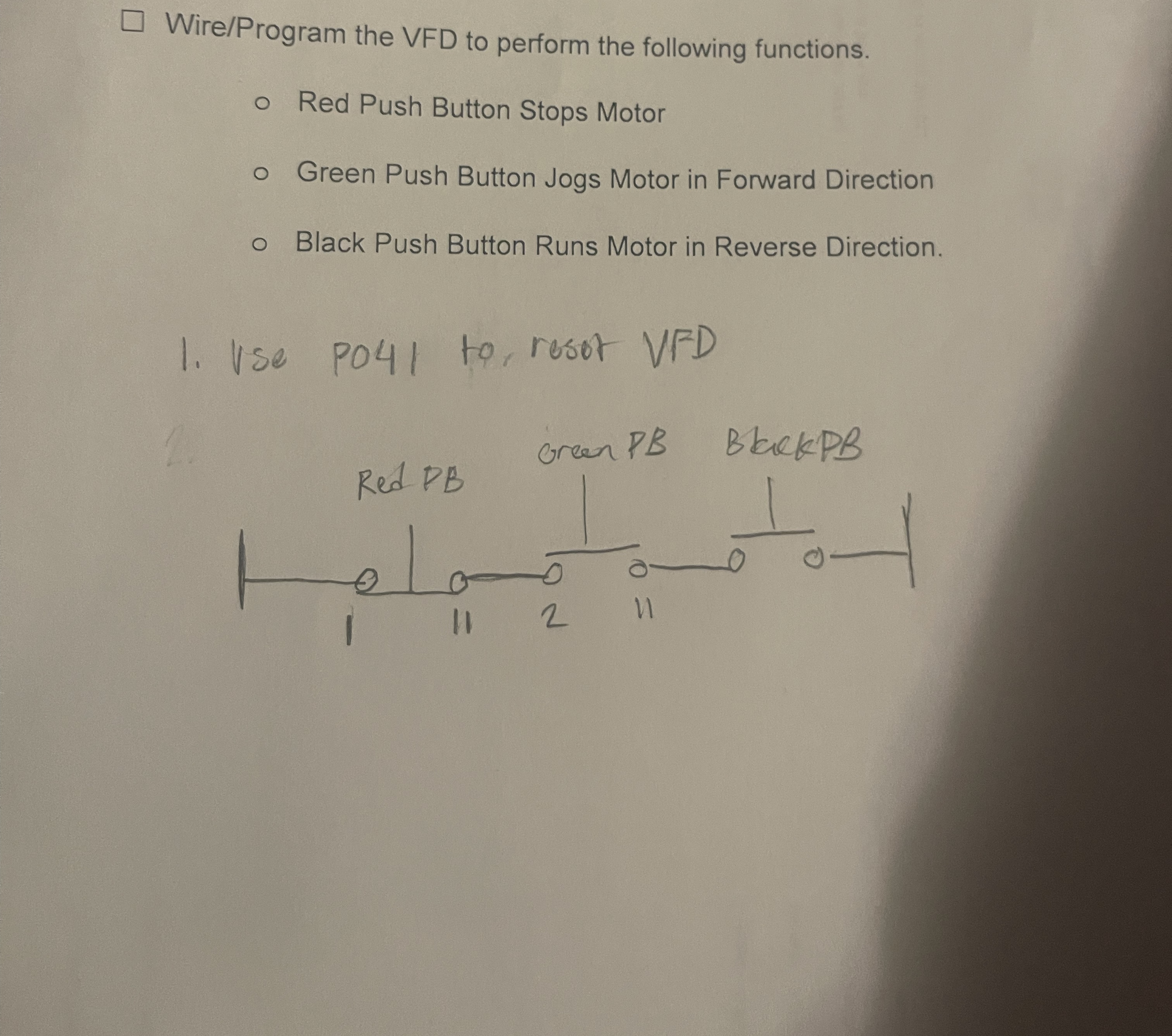 Solved Wire/Program the VFD to perform the following | Chegg.com