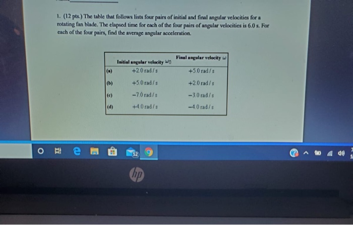 Solved 1 12 Pts The Table That Follows Lists Four Pairs 1211