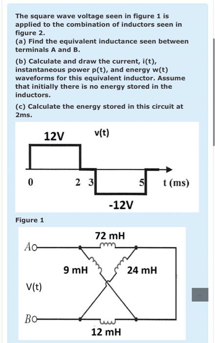 Solved The square wave voltage seen in figure 1 is applied | Chegg.com