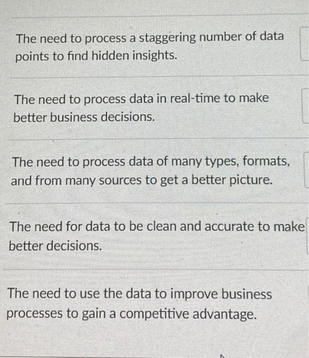 Solved The need to process a staggering number of data | Chegg.com