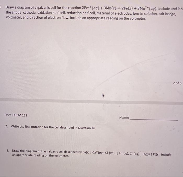 Solved 7. Write the line notation for the cell described in | Chegg.com