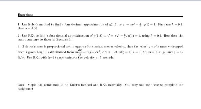 Solved ASSIGNMENT MUST BE DONE WITH MAPLE AND SHOW MAPLE | Chegg.com
