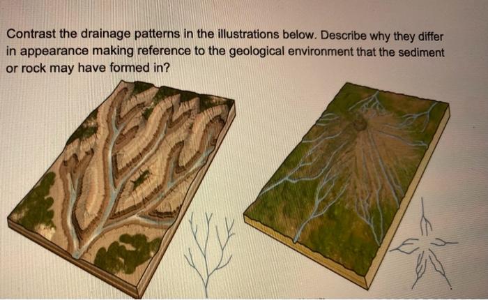 Solved Contrast the drainage patterns in the illustrations | Chegg.com