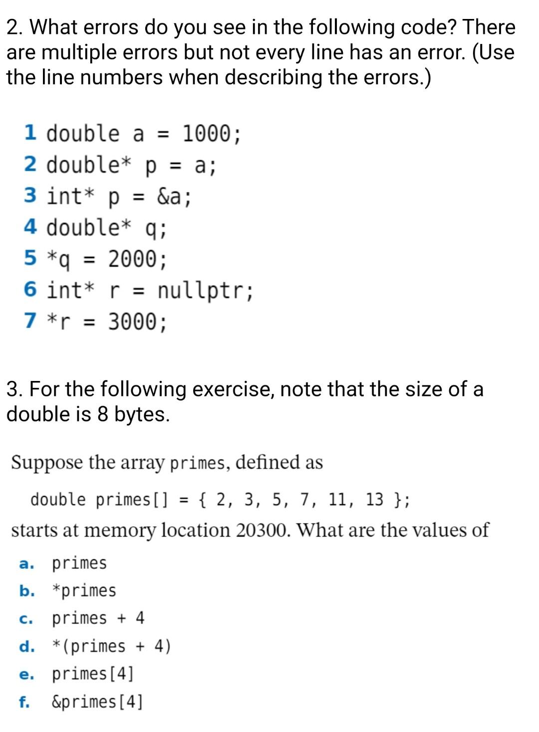 Solved 2. What errors do you see in the following code? | Chegg.com