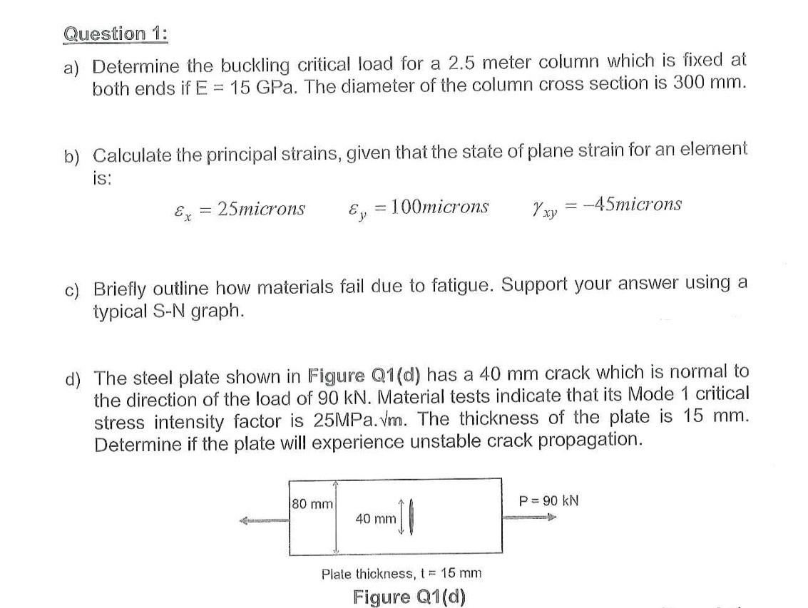 Solved a) Determine the buckling critical load for a 2.5 | Chegg.com