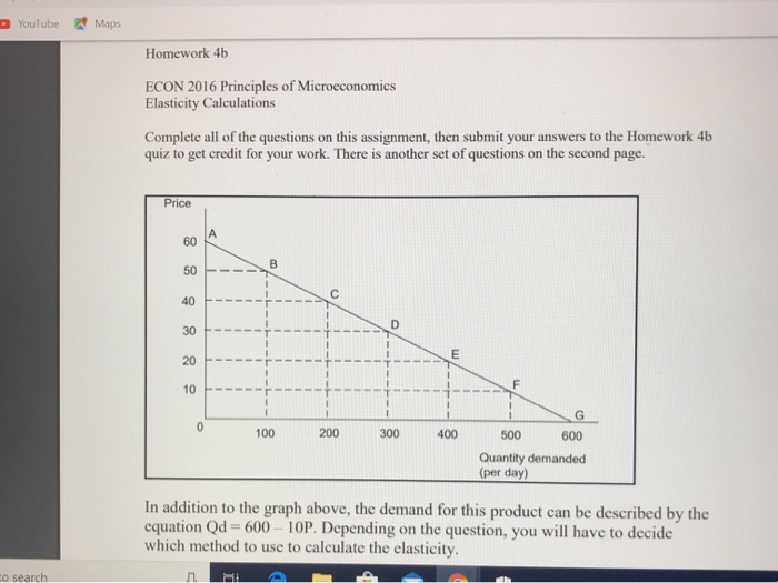 Solved YouTube Maps Homework 4b ECON 2016 Principles Of | Chegg.com