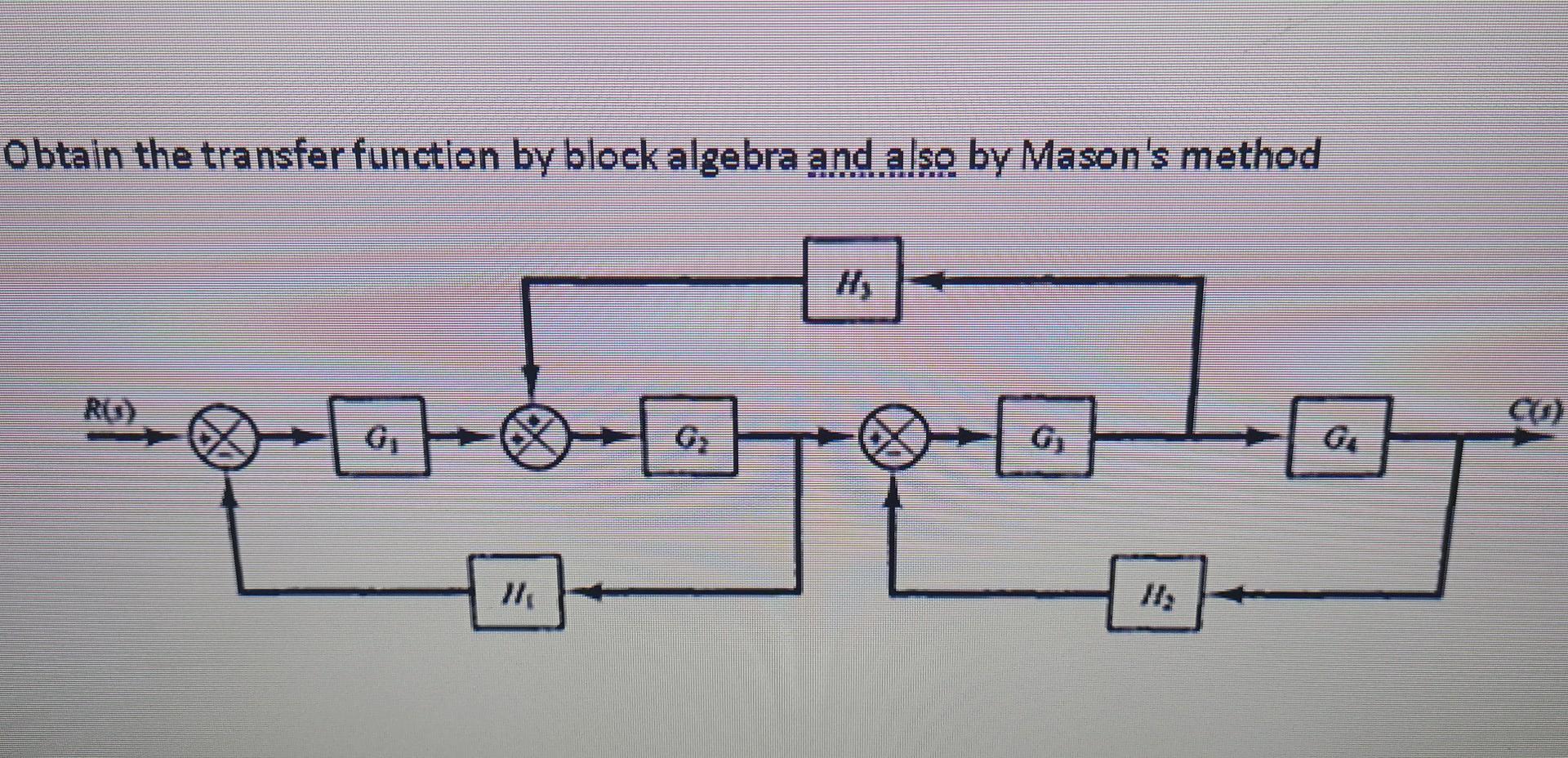 Solved Obtain the transfer function by block algebra and | Chegg.com