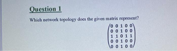 Solved Question 1 Which network topology does the given | Chegg.com