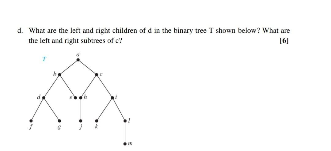 Solved d. What are the left and right children of d in the | Chegg.com
