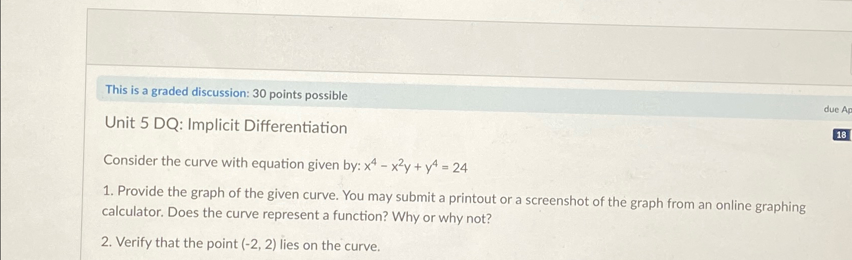 Solved This is a graded discussion: 30 ﻿points possibleUnit | Chegg.com