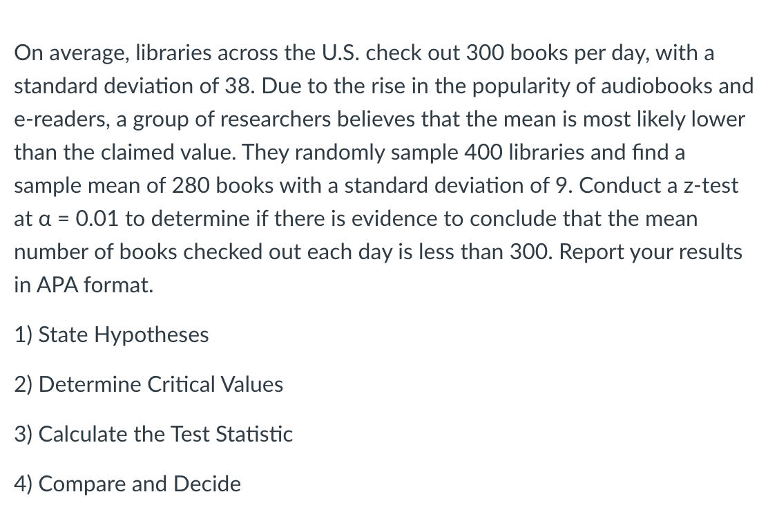 Average Library With Rows Solved On average, libraries across the U.S. check out 300 | Chegg.com