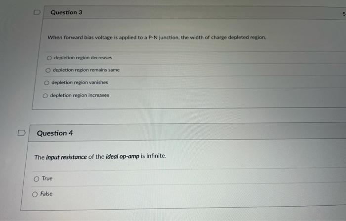 Solved U Question 3 5 When forward bias voltage is applied | Chegg.com