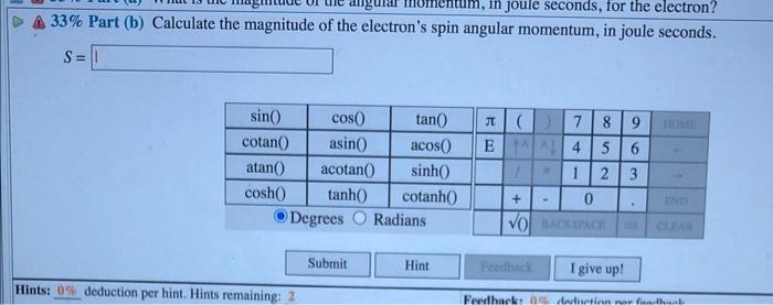 Solved (13%) Problem 7: Consider an electron with orbital | Chegg.com