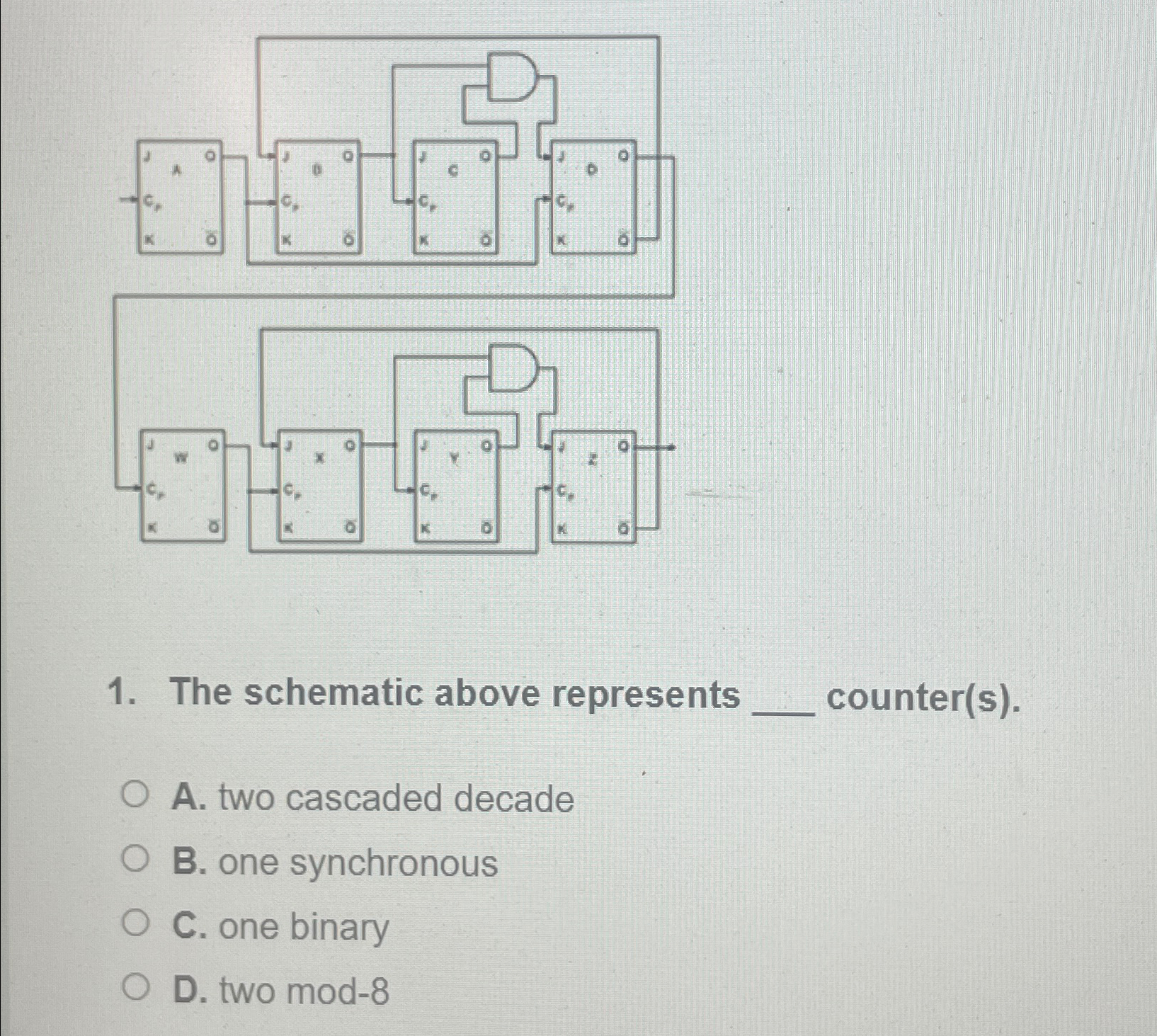 Solved The schematic above represents ﻿counter(s).A. ﻿two | Chegg.com