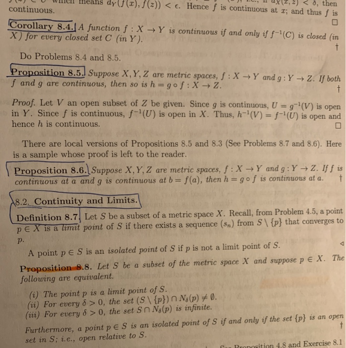 Solved Problem 8 13 Given A Metric Space Y A Point Ley Chegg Com