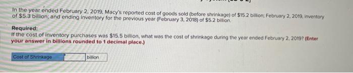 Solved In the year ended February 2, 2019, Macy's reported | Chegg.com
