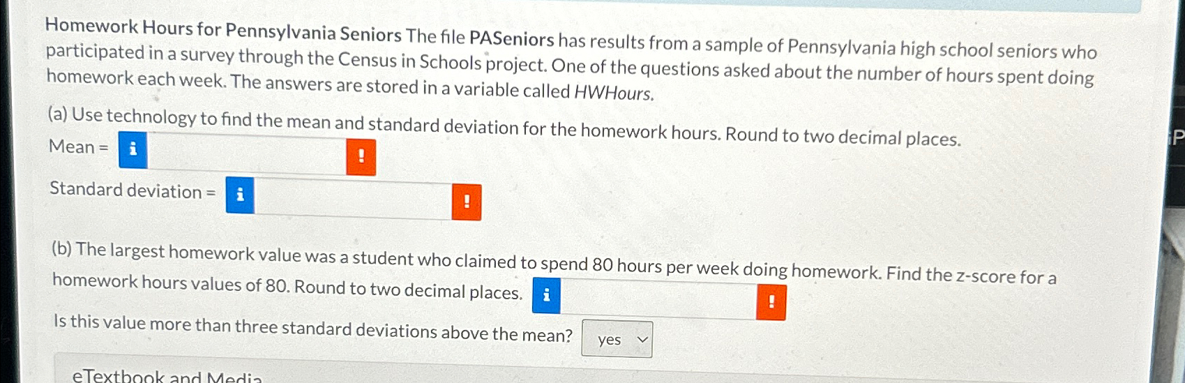 Homework Hours for Pennsylvania Seniors The file | Chegg.com