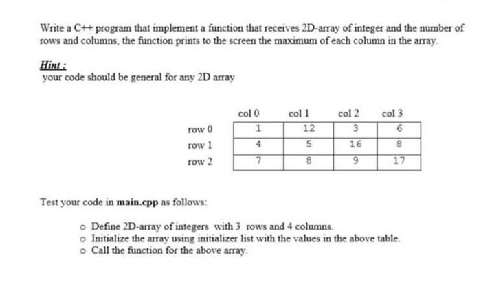 Solved Write a C++ program that implement a function that | Chegg.com