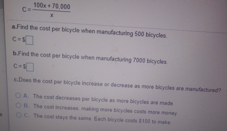 Solved a company that manufactures bicycles has cost given Chegg