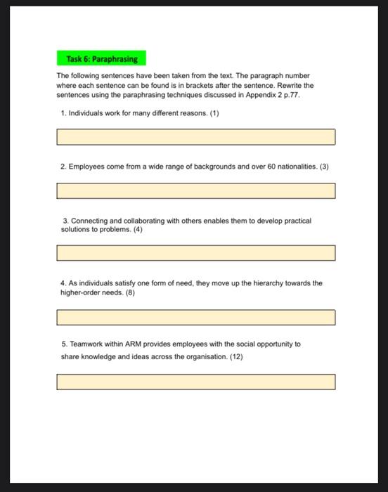 Solved (5 marks) B. Paraphrase the following sentences using