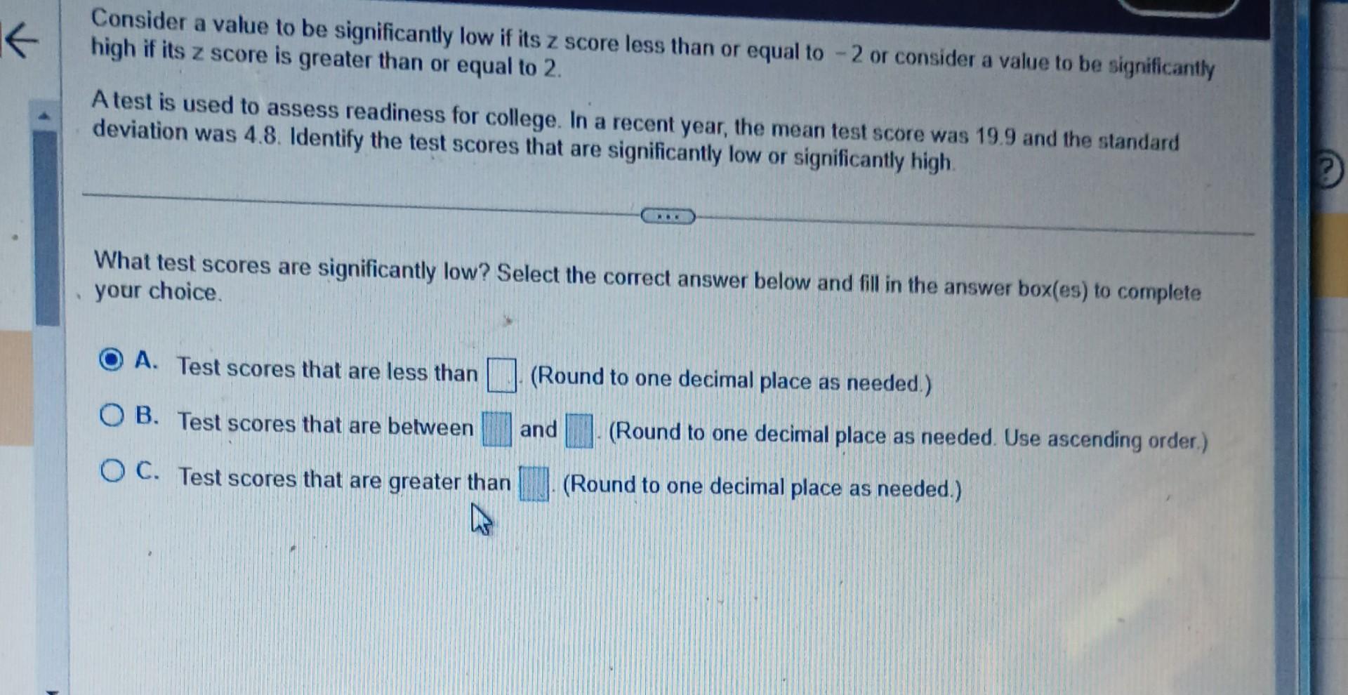 Solved Consider a value to be significantly low if its z | Chegg.com