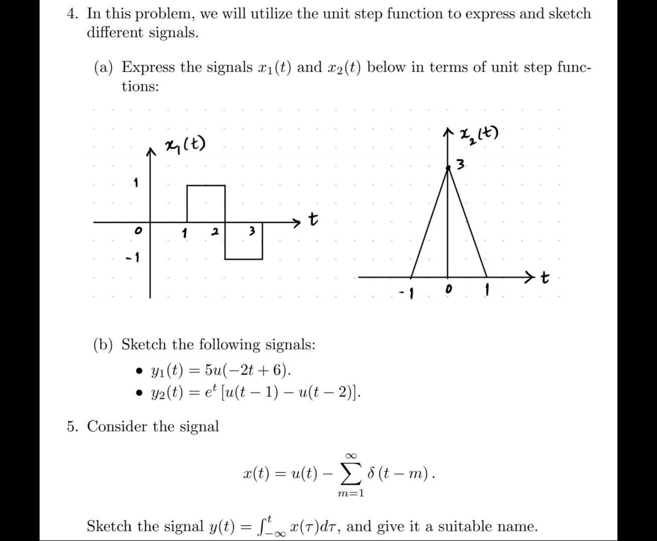 Solved 4. In this problem, we will utilize the unit step | Chegg.com