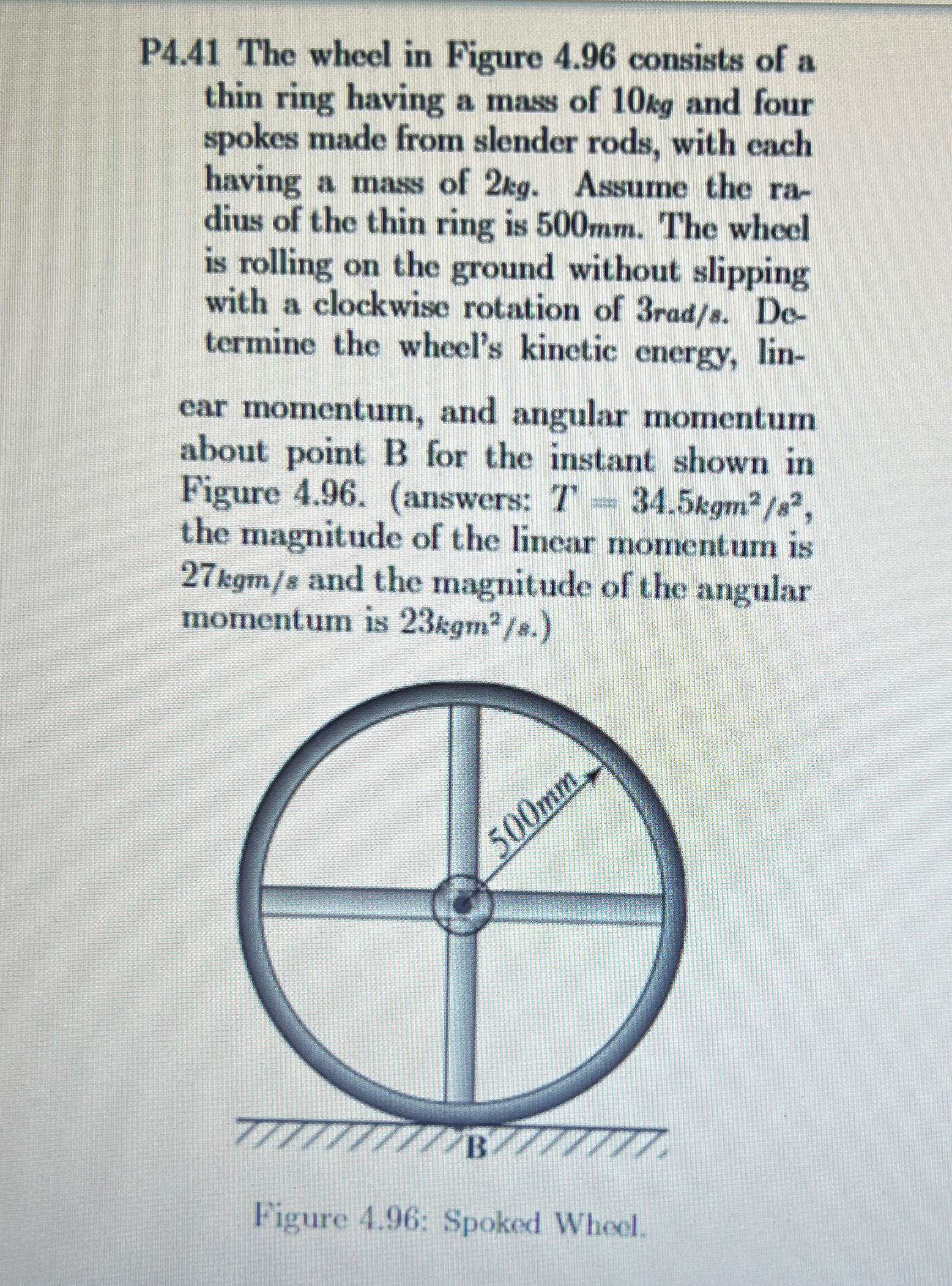 Solved P4.41 ﻿The wheel in Figure 4.96 ﻿consists of a thin | Chegg.com