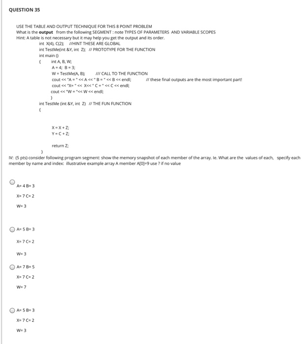 Solved QUESTION 35 USE THE TABLE AND OUTPUT TECHNIQUE FOR | Chegg.com