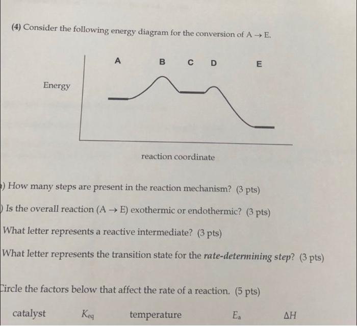 Solved (4) Consider the following energy diagram for the | Chegg.com