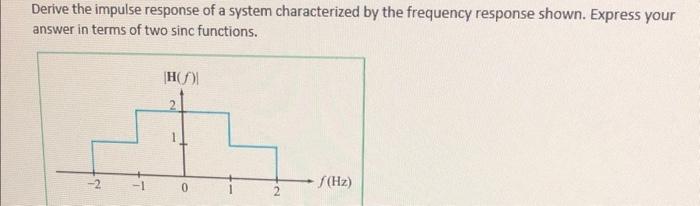 Solved Derive the impulse response of a system characterized | Chegg.com