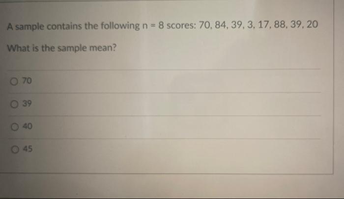 Solved A Sample Contains The Following N Scores Chegg Com