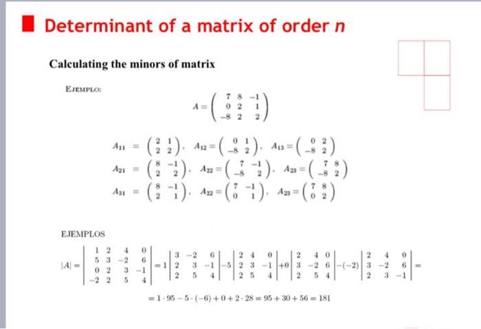 Solved Determinant of a matrix of order n Calculating the | Chegg.com