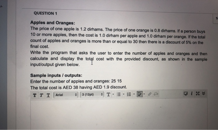 Question 1 11 Apples And Oranges The Price Of One Chegg Com