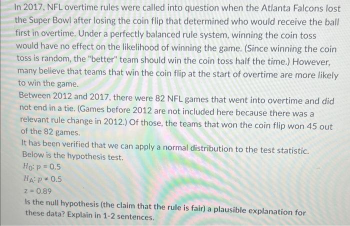 The NFL's overtime rules, explained 