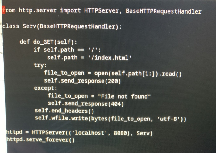 Solved Python3HTTP Serverlocalhost:80 does not connect to | Chegg.com