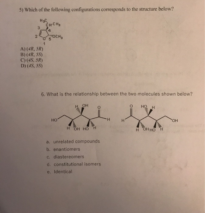 Solved 5) Which of the following configurations corresponds