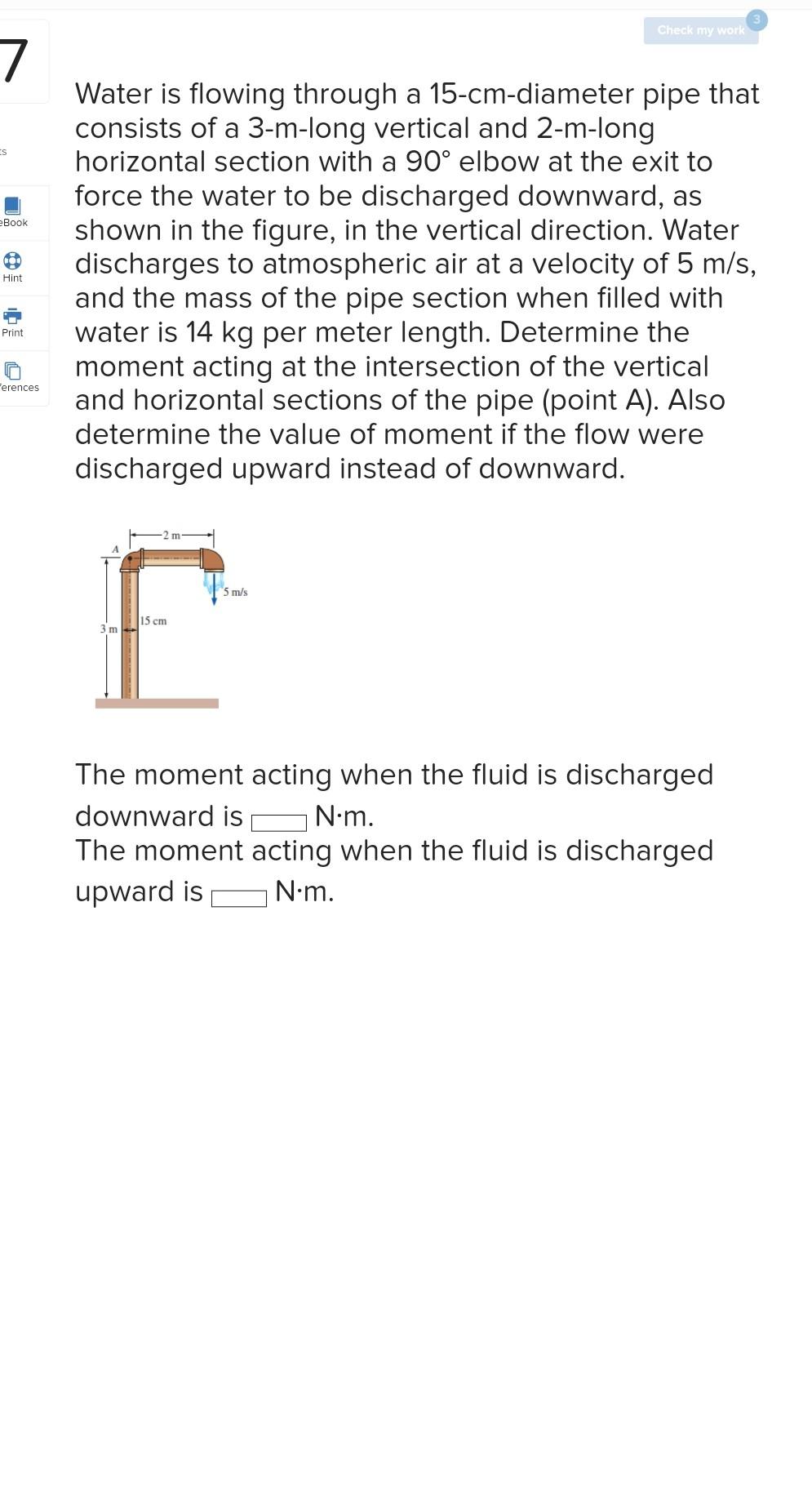 Solved Water is flowing through a 15cmdiameter pipe that