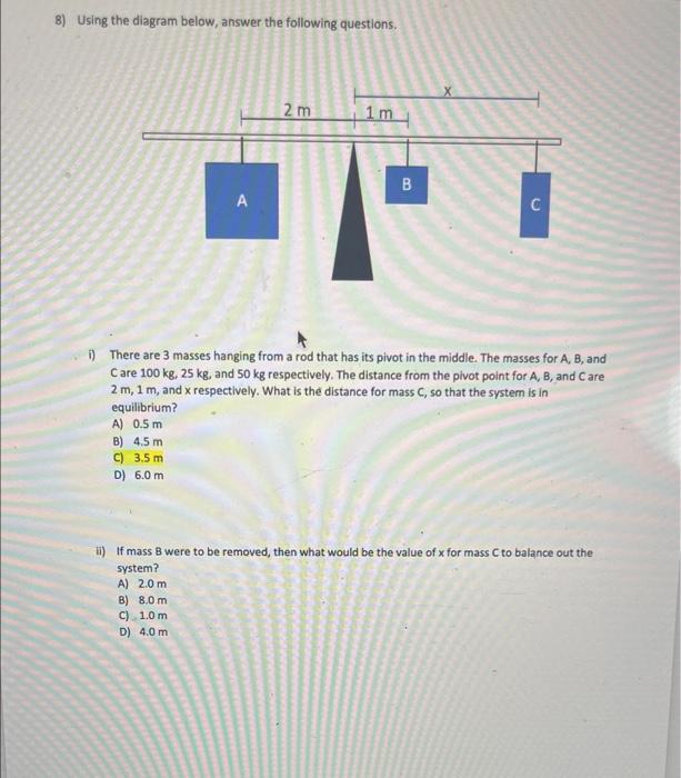 Solved 8) Using The Diagram Below, Answer The Following | Chegg.com