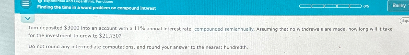 Solved Finding the time in a word problem on compound | Chegg.com