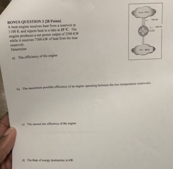Solved BONUS QUESTION 3 120 Points A heat engine receives | Chegg.com