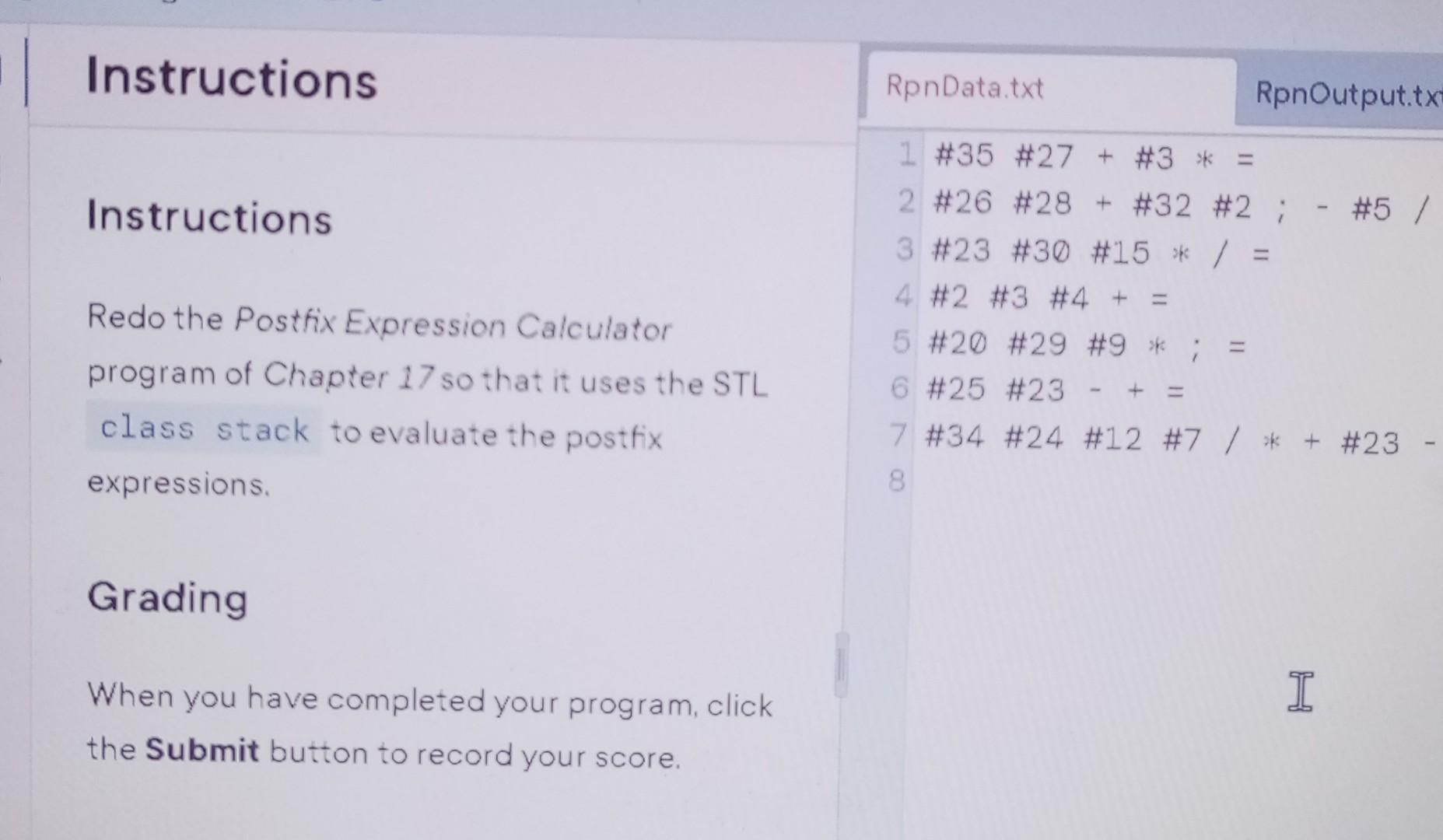 Solved Instructions Redo the Postfix Expression Calculator