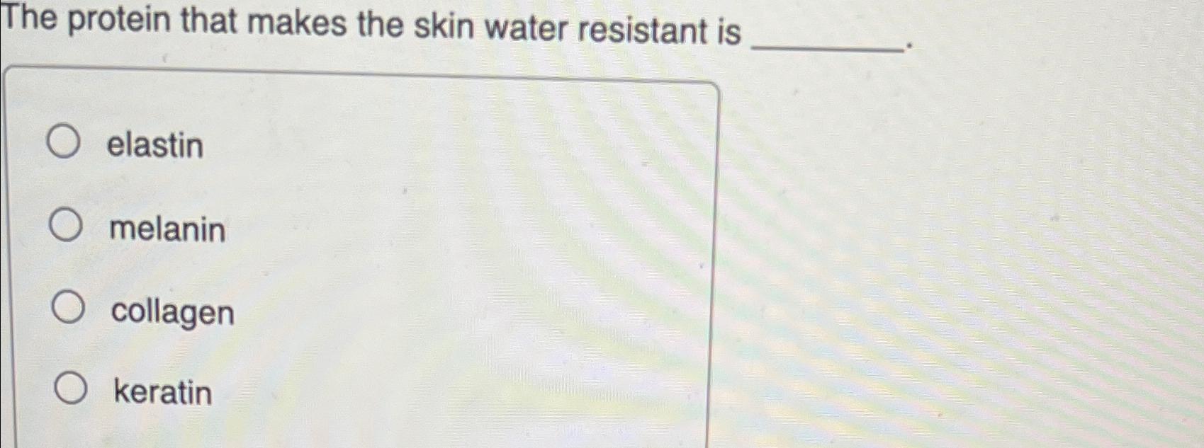 Solved The protein that makes the skin water resistant | Chegg.com