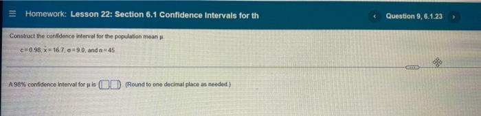 Solved Homework: Lesson 22: Section 6.1 Confidence Intervals | Chegg.com