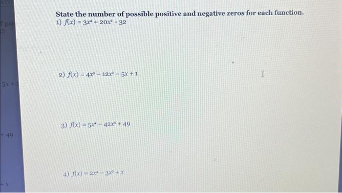 Solved State the number of possible positive and negative | Chegg.com