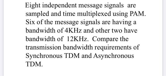 Solved Eight independent message signals are sampled and | Chegg.com